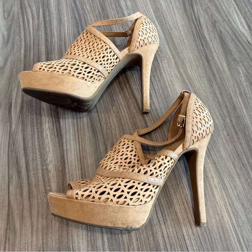 BCBGeneration Anja Beige Cut-Out Heels